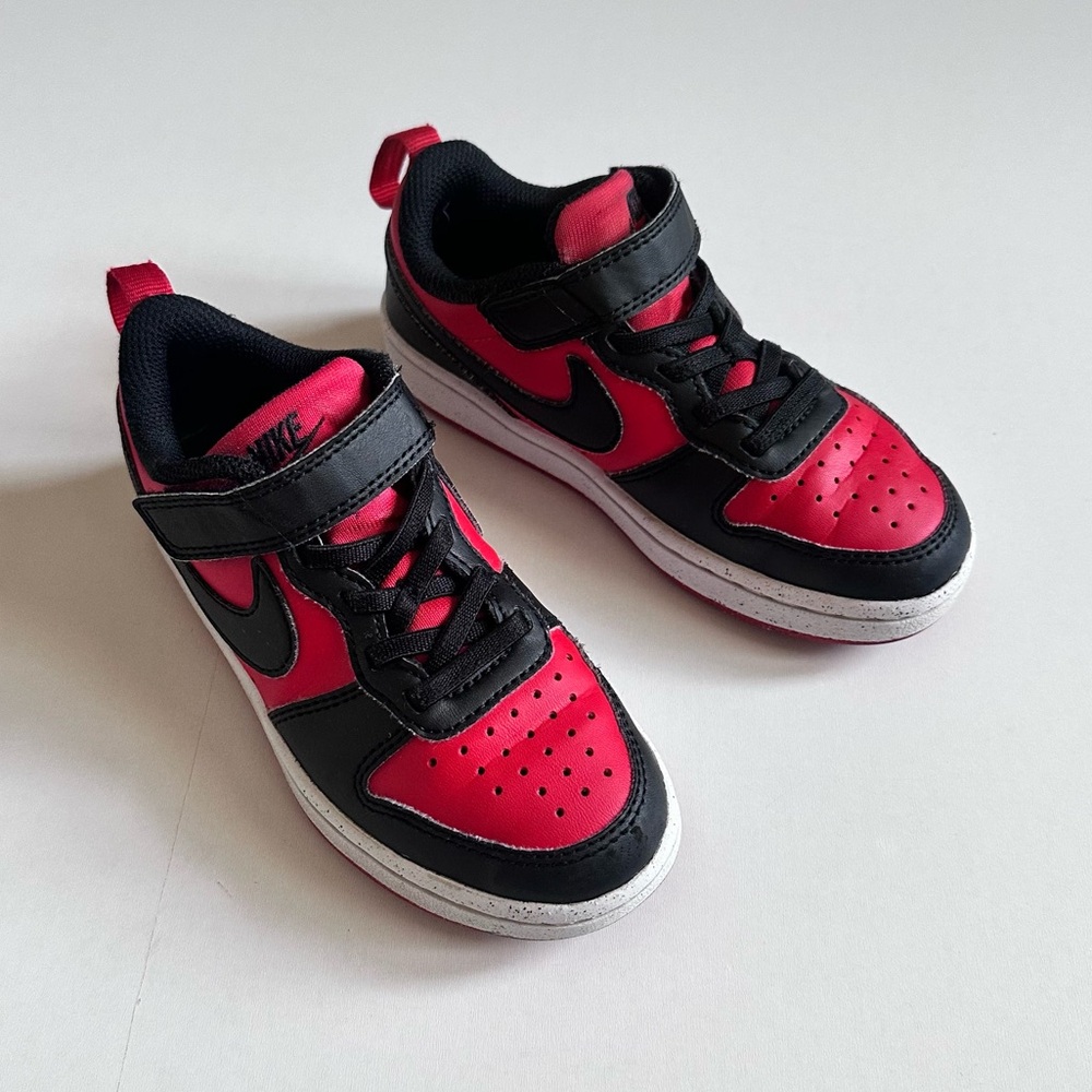 Nike Court Borough Low Recraft Red And Black Boy Shoes Size 11C